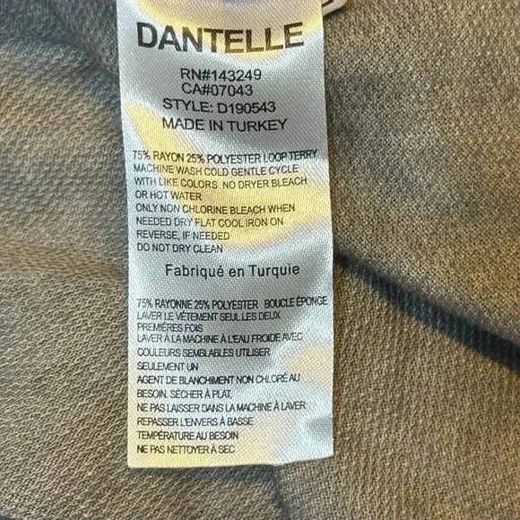 Dantelle Gray Hooded Oil Dye Top with Rib Trim - Size M - Picture 10 of 10